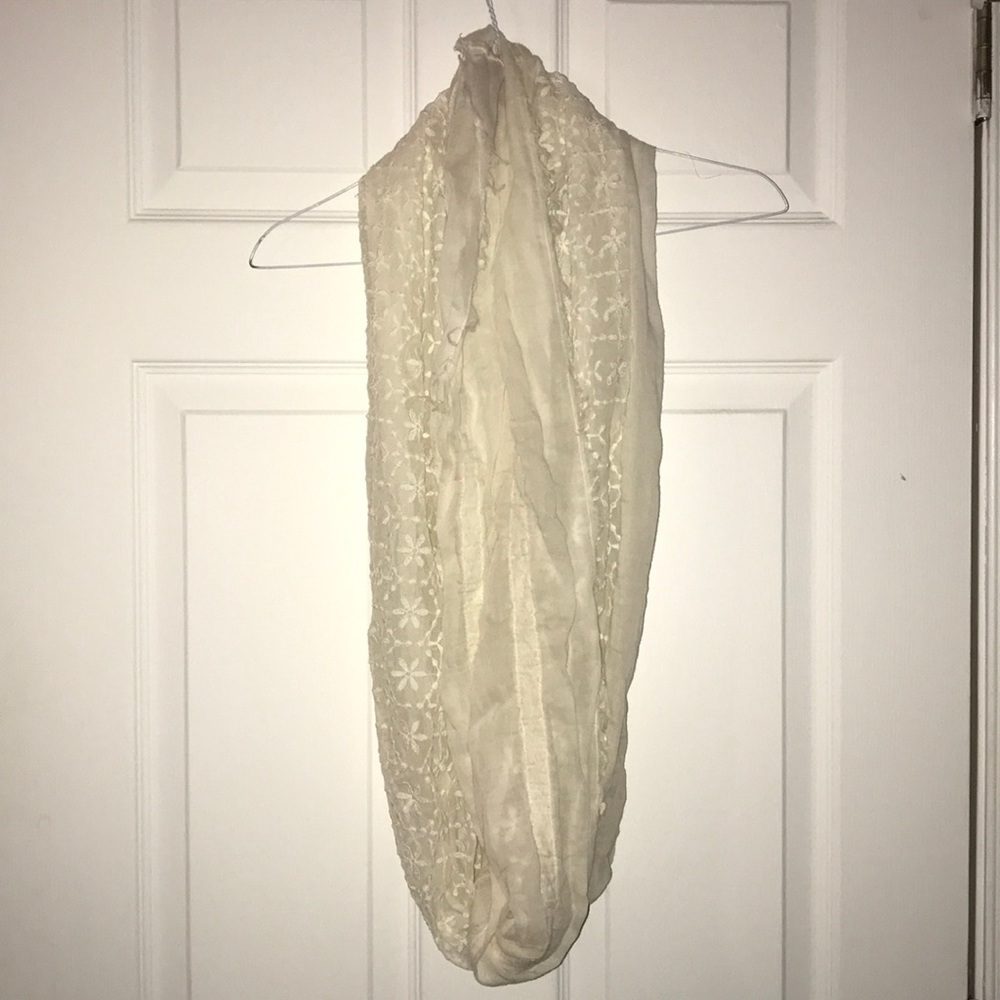 Cream sheer infinity scarf